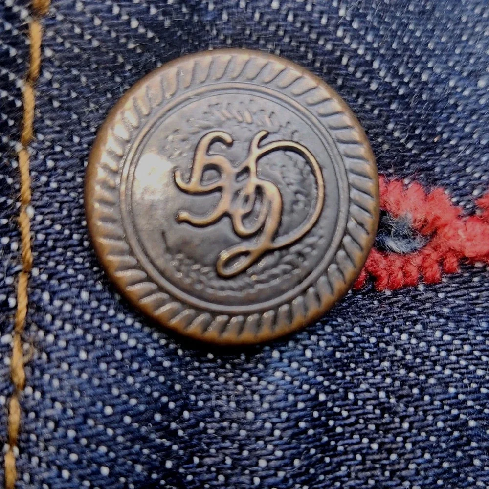 COOGI Jean 34x32 Dark Wash Straight Leg Eagle Embroidered Union Jack Baggy Retro